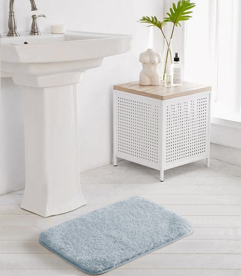 Suchtale Non Slip Bath Mat (20 x 32, Light Blue) - Soft Microfiber Shaggy, Water Absorbent, Machine Washable, Thick Plush Shower Mat - Image 2